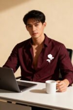 Viscose Cotton Rose Applique Shirt