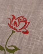 Pink Lenin Slub With Minimal Embroidery Full Sleeves Shirt - Image 4