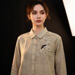 Beige Lenin Slub With Minimal Embroidery Full Sleeves Shirt - Image 3