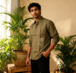 Luxury Lenin with Rose embroidery Men's shirt - Image 11