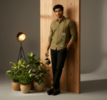 Luxury Lenin with Rose embroidery Men's shirt - Image 14