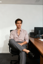 COTTON LENIN STRIPES CHINESE COLLAR SHIRT - Image 7