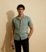 Cotton Jacquard Self Embroidery Half Sleeve Shirt - Image 3