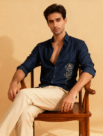 Luxury Lenin with Rose embroidery Men's shirt - Image 8